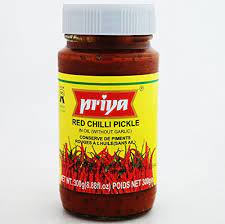 PRIYA RED CHILLI PICKLE WO GARLIC - SKU 16116